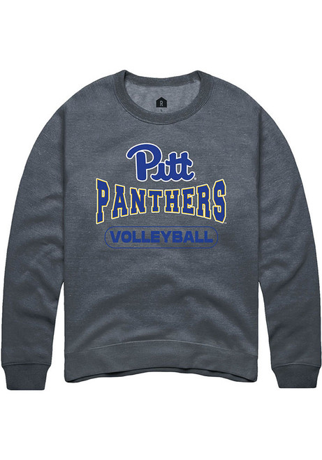 Mens Pitt Panthers Charcoal Rally Volleyball Wordmark Crew Sweatshirt