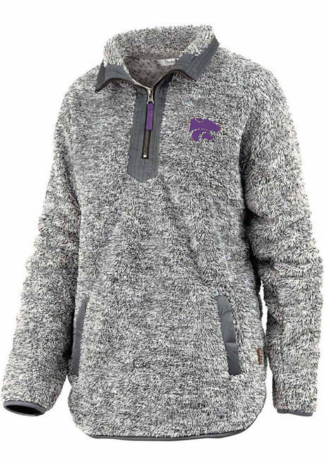 Womens K-State Wildcats Charcoal Pressbox Mammoth 1/4 Zip Pullover