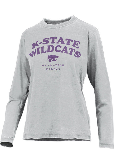 Womens K-State Wildcats Grey Pressbox Visalia LS Tee