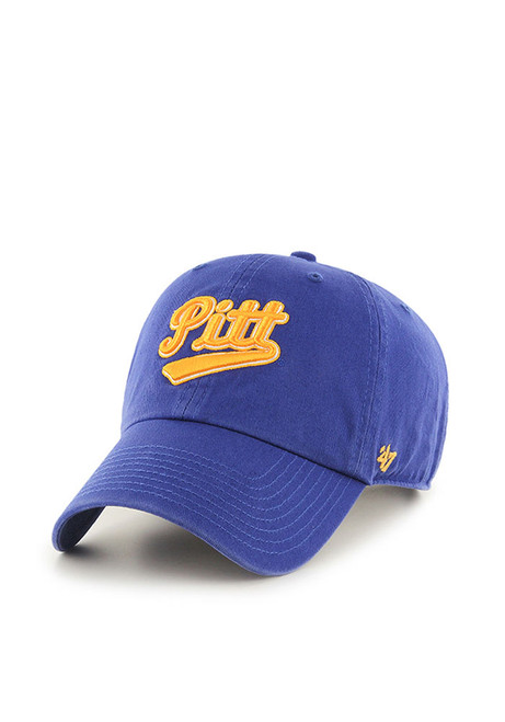 47 Blue Pitt Panthers Vintage Wordmark Clean Up Adjustable Hat