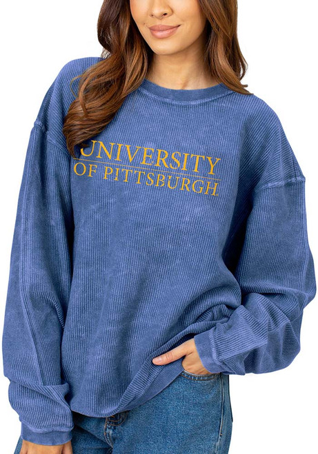 Womens Blue Pitt Panthers Corded Crew Sweatshirt