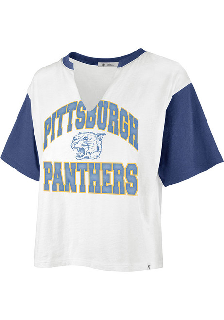 Pitt Panthers White 47 Dolly Crop Short Sleeve T-Shirt