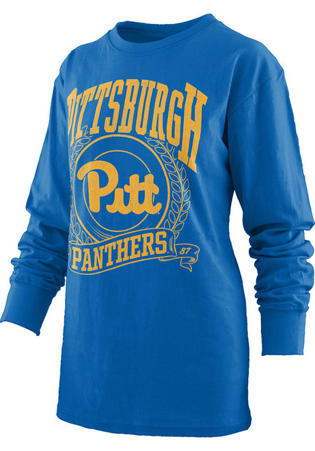 Womens Pitt Panthers Blue Pressbox Big Country LS Tee