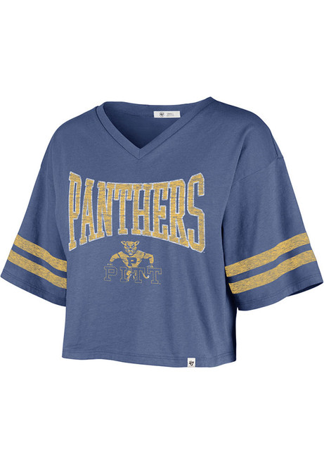 Pitt Panthers Blue 47 Fanfare Sporty Crop Short Sleeve T-Shirt