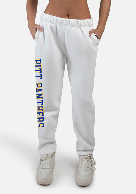 Womens Pitt Panthers White Hype and Vice Basic Sweatpants