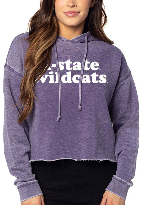 Womens Purple K-State Wildcats Campus Cropped Hooded Sweatshirt