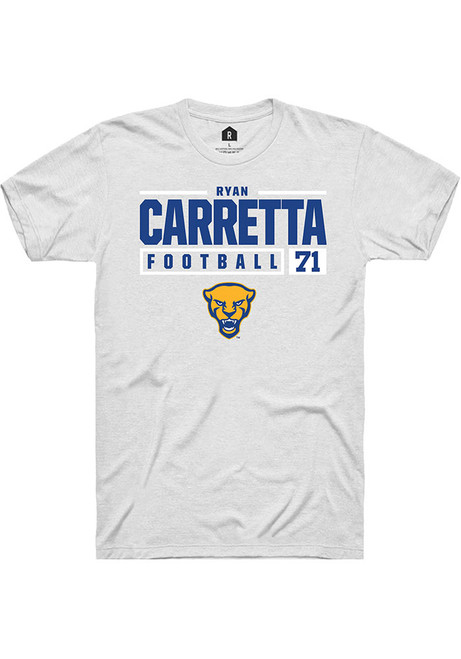 Ryan Carretta White Pitt Panthers NIL Stacked Box Short Sleeve T Shirt