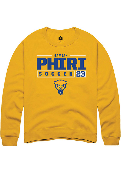 Samiah phiri Rally Mens Gold Pitt Panthers NIL Stacked Box Crew Sweatshirt