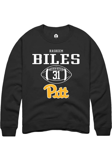 Rasheem Biles Rally Mens Black Pitt Panthers NIL Sport Icon Crew Sweatshirt