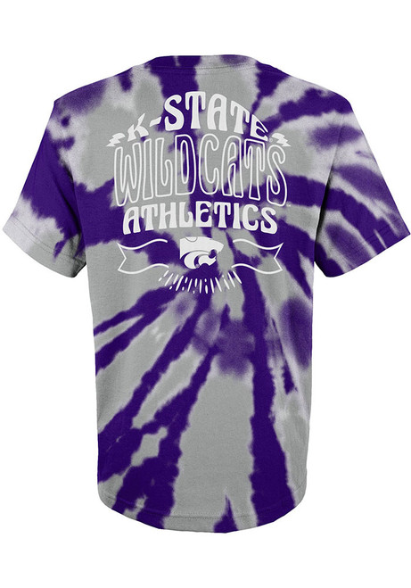 Youth Purple K-State Wildcats Pennant Tie Dye Short Sleeve T-Shirt