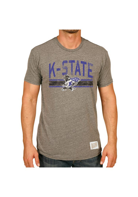 K-State Wildcats Grey Original Retro Brand Arch Short Sleeve Fashion T Shirt