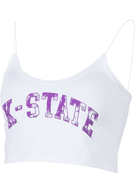 Womens White K-State Wildcats Cropped Tank Top