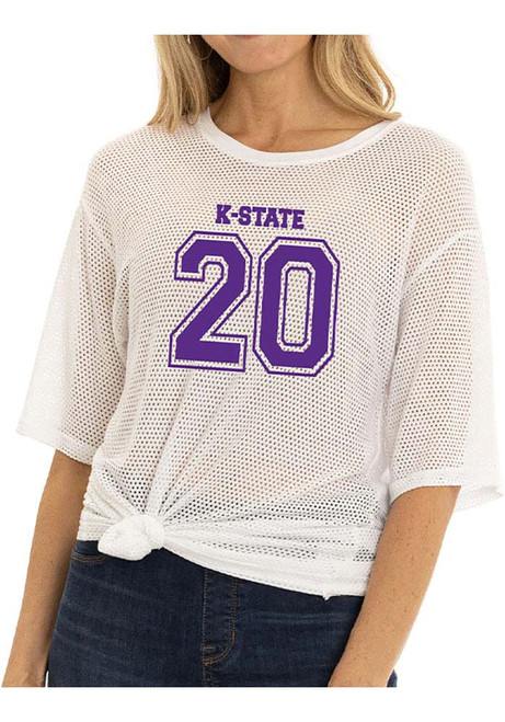 K-State Wildcats White Flying Colors Mallory Mesh Short Sleeve T-Shirt