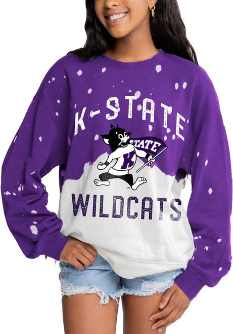 Womens K-State Wildcats Purple Gameday Couture Twice As Nice Faded Crew Sweatshirt