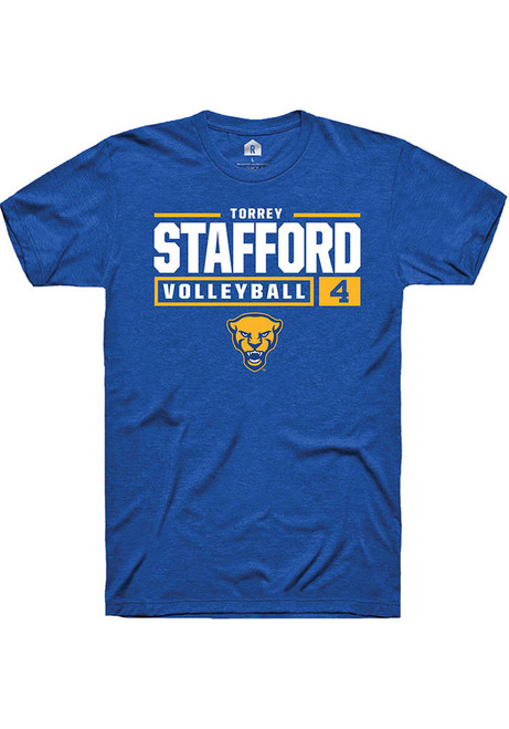 Torrey Stafford Blue Pitt Panthers NIL Stacked Box Short Sleeve T Shirt