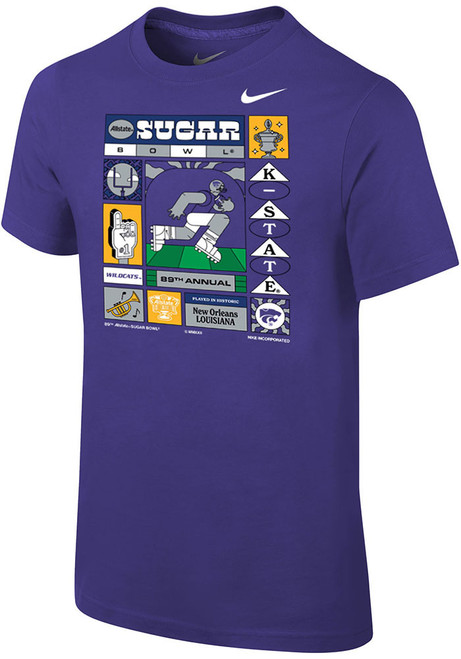 Youth K-State Wildcats Purple Nike 2022 Sugar Bowl Bound Short Sleeve T-Shirt