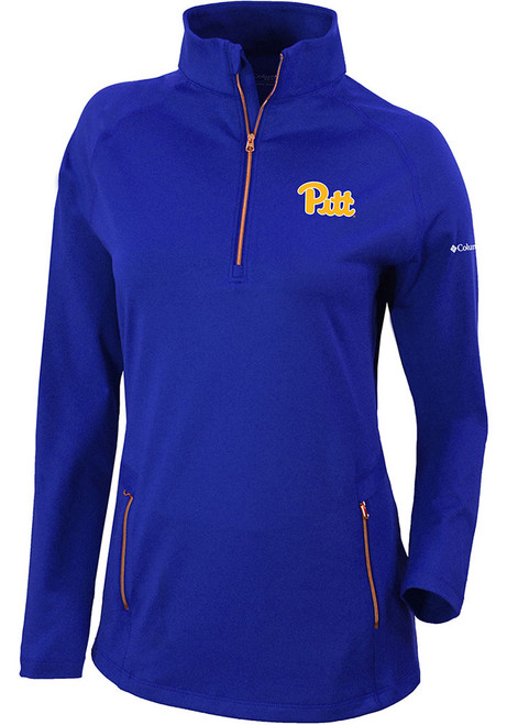 Womens Pitt Panthers Blue Columbia Heat Seal Omni-Wick Outward Nine Qtr Zip