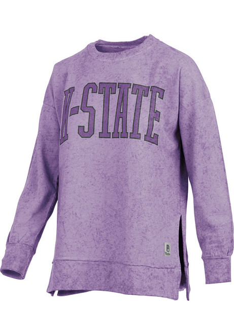 Womens K-State Wildcats Purple Pressbox Sun Washed Crew Sweatshirt