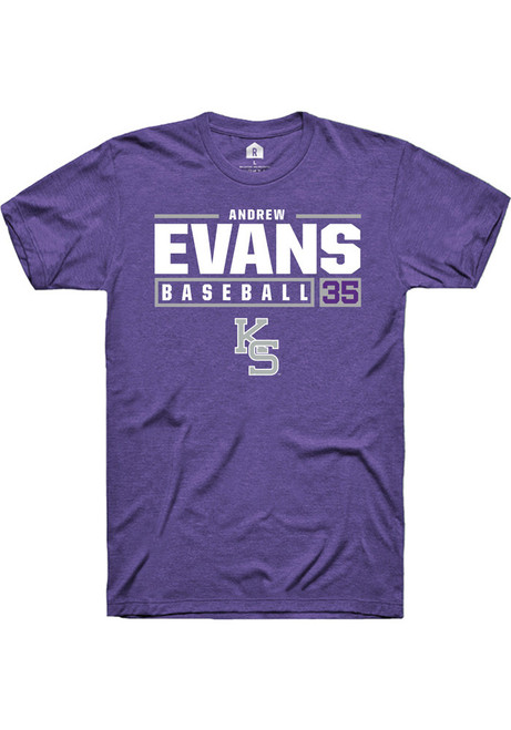Andrew Evans Purple K-State Wildcats NIL Stacked Box Short Sleeve T Shirt