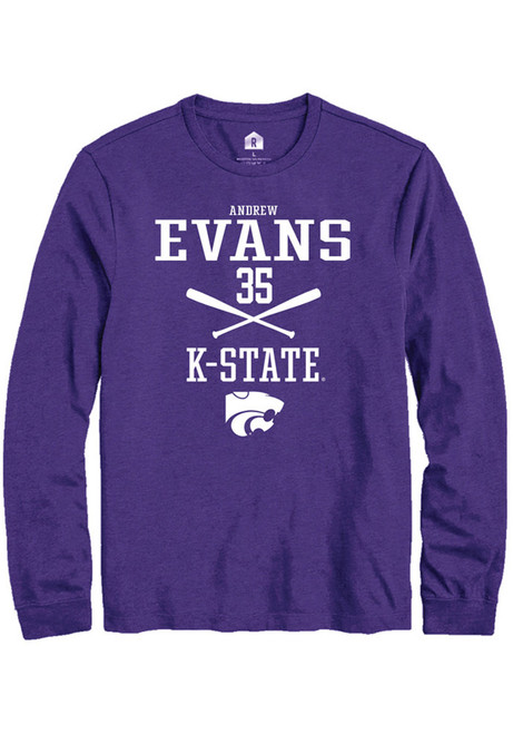 Andrew Evans Rally Mens Purple K-State Wildcats NIL Sport Icon Tee
