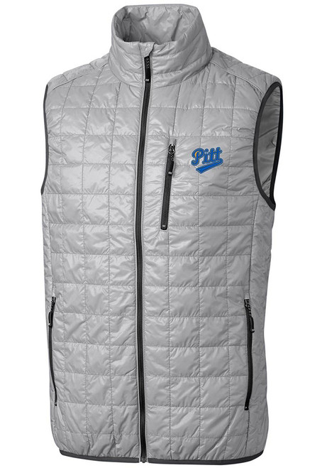 Mens Pitt Panthers Grey Cutter and Buck Vault Rainier PrimaLoft Vest