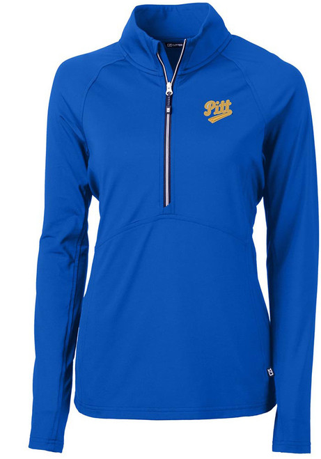 Womens Pitt Panthers Blue Cutter and Buck Vault Adapt Eco Qtr Zip