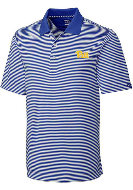 Mens Pitt Panthers Blue Cutter and Buck Trevor Short Sleeve Polo Shirt