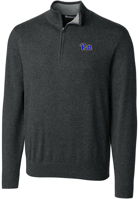 Mens Pitt Panthers Charcoal Cutter and Buck Lakemont Qtr Zip Pullover