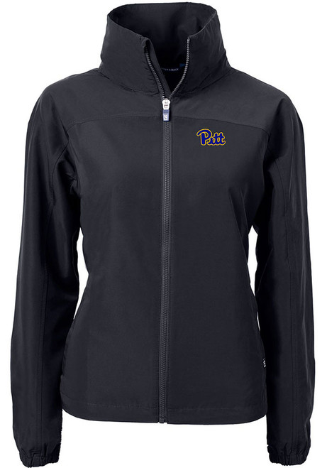 Womens Pitt Panthers Black Cutter and Buck Charter Eco Light Weight Jacket