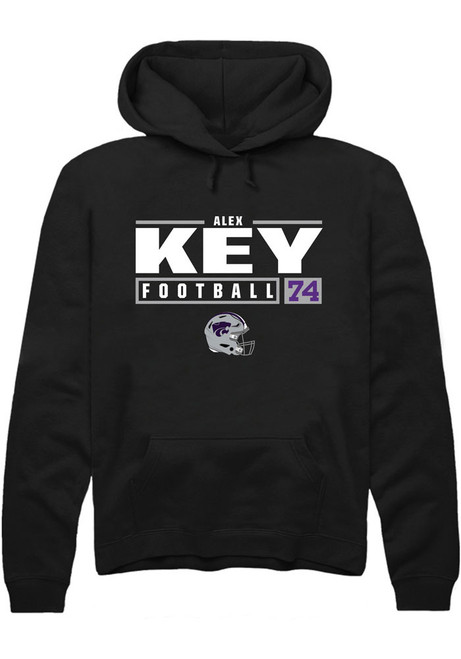Alex Key Rally Mens Black K-State Wildcats NIL Stacked Box Hooded Sweatshirt