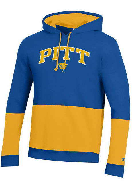 Mens Pitt Panthers Blue Champion Big Stripe Hooded Sweatshirt