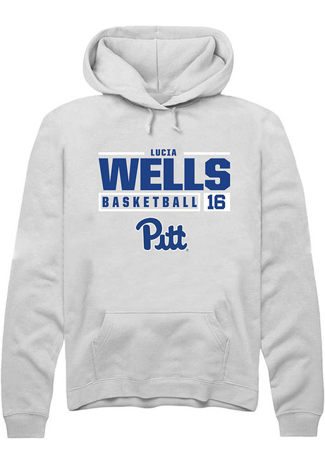 Lucia Wells Rally Mens White Pitt Panthers NIL Stacked Box Hooded Sweatshirt