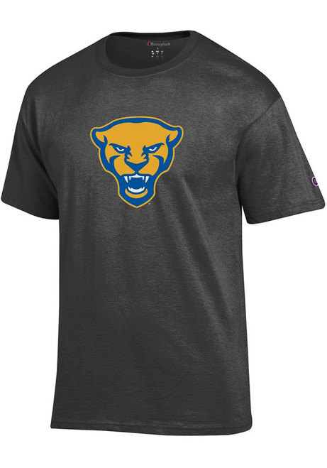 Pitt Panthers Charcoal Champion Panther Head Short Sleeve T Shirt