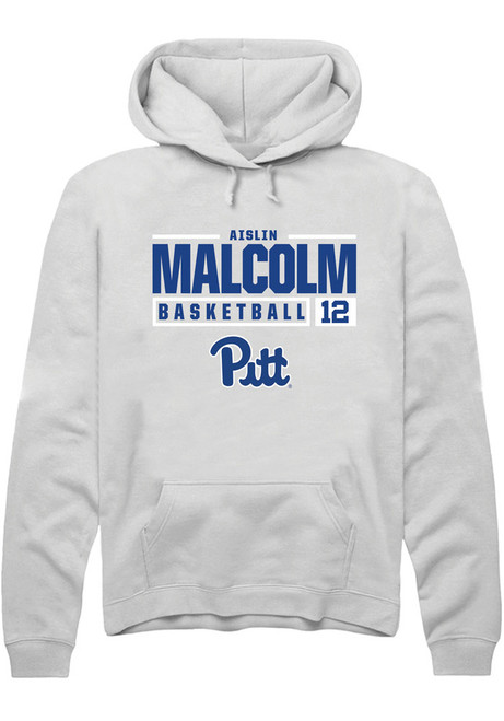 Aislin Malcolm Rally Mens White Pitt Panthers NIL Stacked Box Hooded Sweatshirt