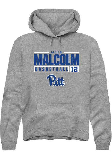 Aislin Malcolm Rally Mens Graphite Pitt Panthers NIL Stacked Box Hooded Sweatshirt