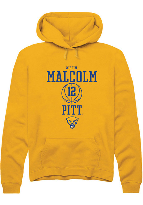 Aislin Malcolm Rally Mens Gold Pitt Panthers NIL Sport Icon Hooded Sweatshirt