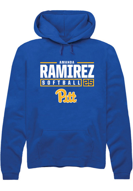 Amanda Ramirez Rally Mens Blue Pitt Panthers NIL Stacked Box Hooded Sweatshirt