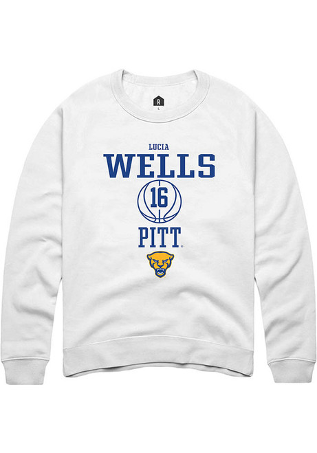 Lucia Wells Rally Mens White Pitt Panthers NIL Sport Icon Crew Sweatshirt