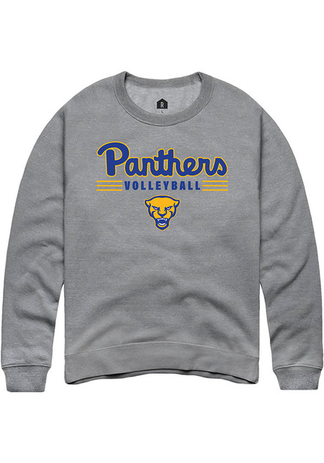 Mens Pitt Panthers Grey Rally Volleyball Crew Sweatshirt