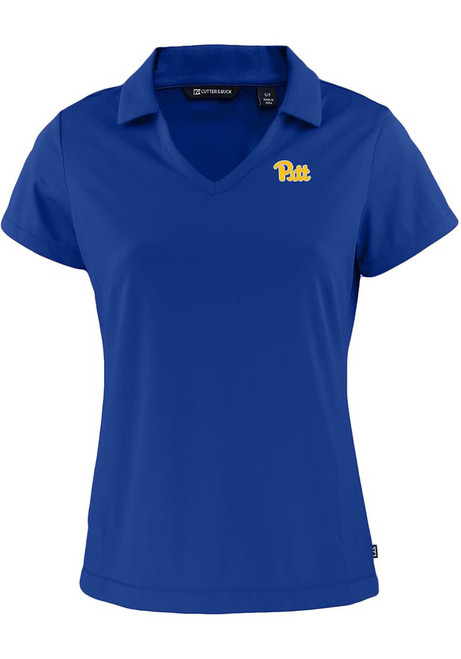 Womens Pitt Panthers Blue Cutter and Buck Daybreak V Neck Short Sleeve Polo Shirt