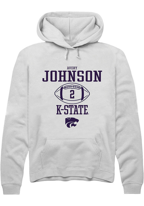 Avery Johnson Rally Mens White K-State Wildcats NIL Sport Icon Hooded Sweatshirt