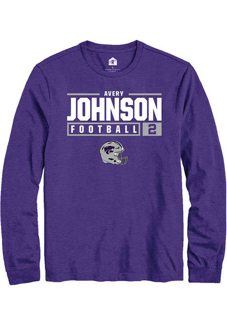 Avery Johnson Rally Mens Purple K-State Wildcats NIL Stacked Box Tee