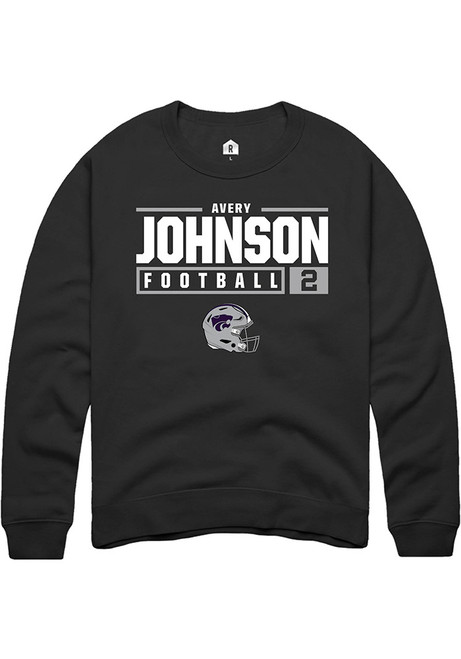 Avery Johnson Rally Mens Black K-State Wildcats NIL Stacked Box Crew Sweatshirt