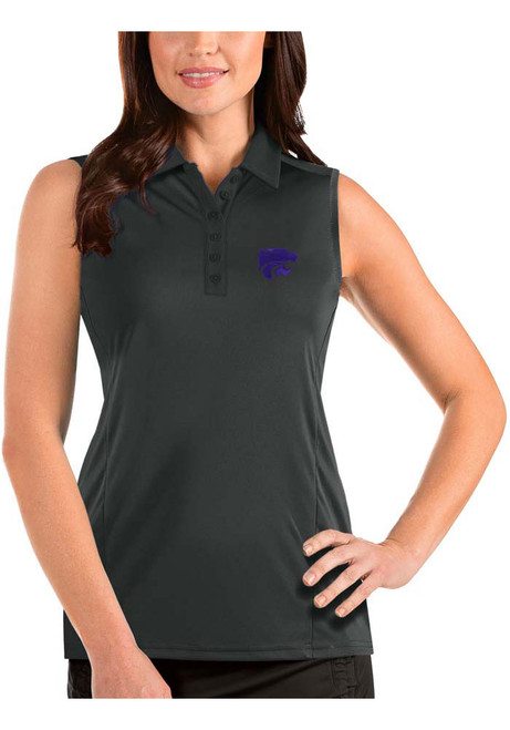 Womens K-State Wildcats Grey Antigua Tribute Sleeveless Polo Shirt