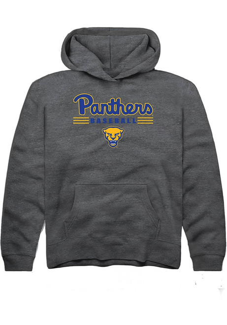 Youth Pitt Panthers Charcoal Rally Baseball Long Sleeve Hooded Sweatshirt