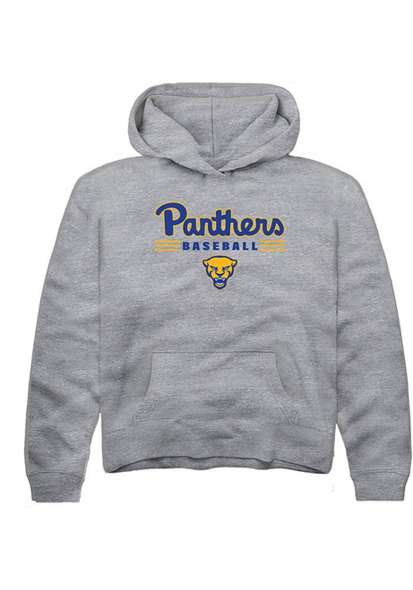 Youth Pitt Panthers Grey Rally Baseball Long Sleeve Hooded Sweatshirt