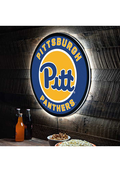 Gold Pitt Panthers 23 in Round Light Up Sign