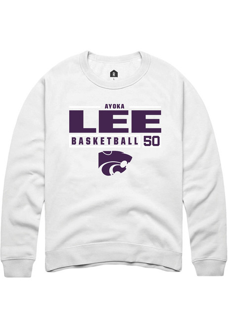 Ayoka Lee Rally Mens White K-State Wildcats NIL Stacked Box Crew Sweatshirt