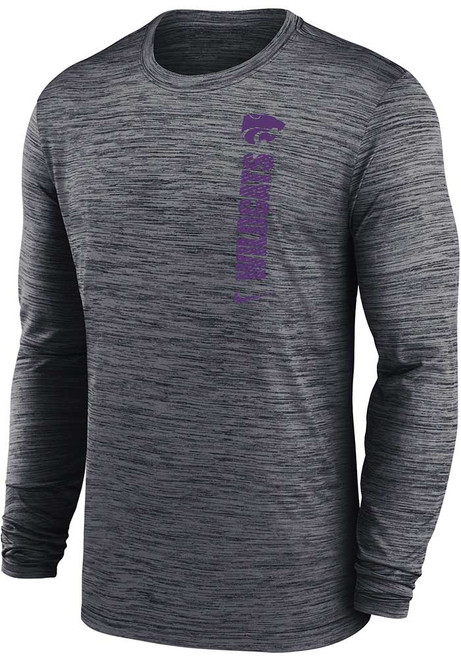 Youth K-State Wildcats Grey Nike Velocity 24 Long Sleeve T-Shirt