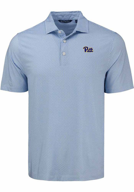 Mens Pitt Panthers Blue Cutter and Buck Diamond Dot Short Sleeve Polo Shirt